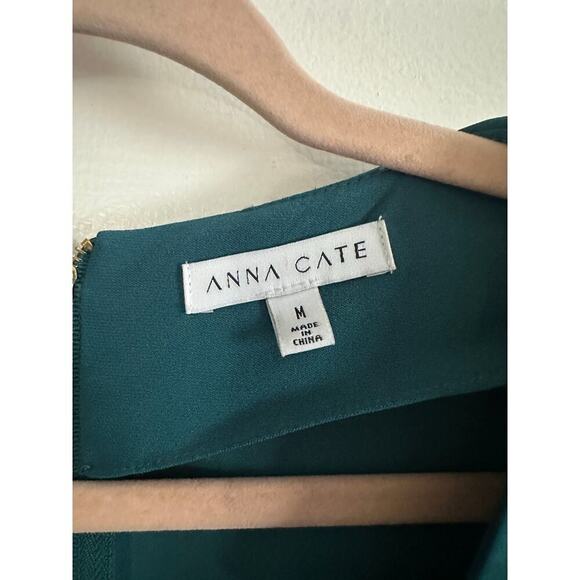 ANNA CATE Pacific Green Kylie Layered Peplum Bell Sleeve Dress - Sz Medium - Picture 2 of 6